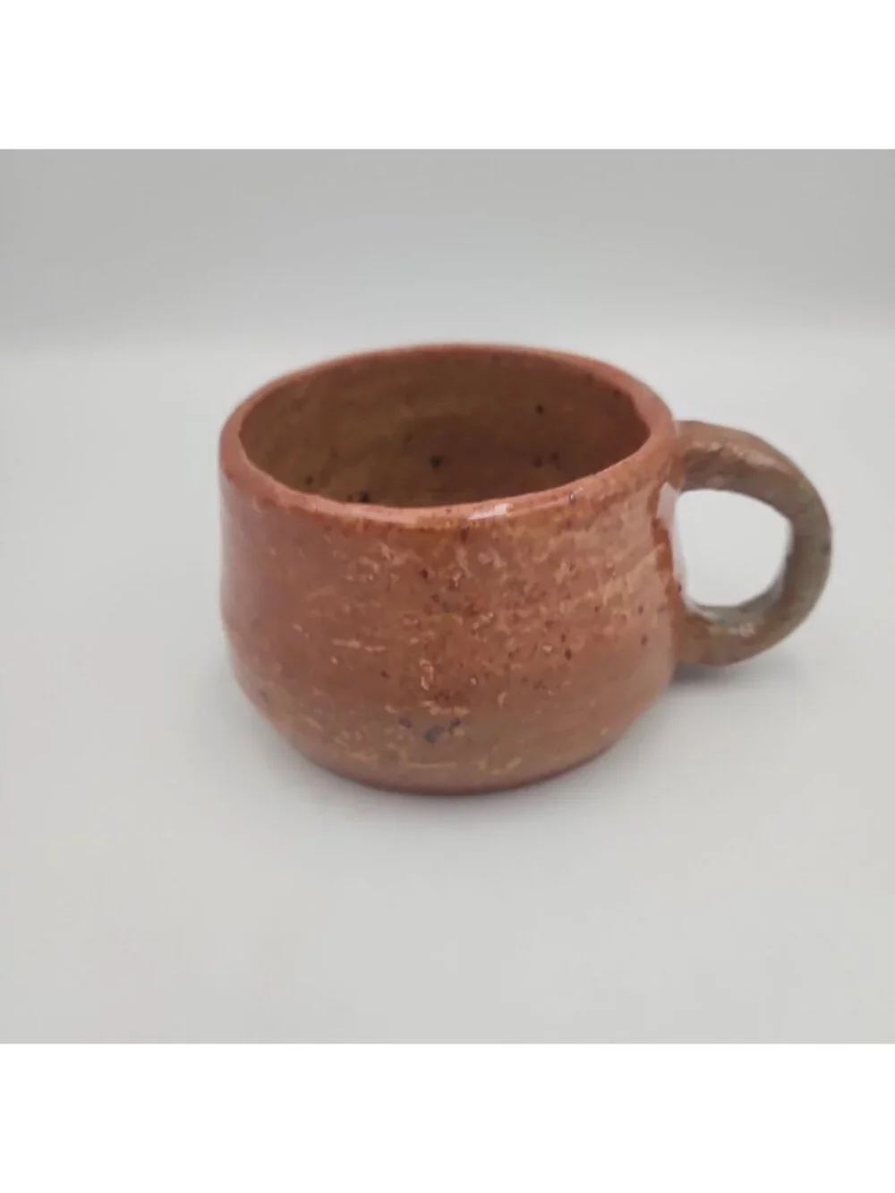 Art Studio Pottery Handled Tea Cup Mug Vase Hand Thrown Brown TJ